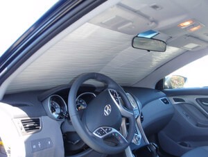 Heatshield Windshield Sun Shade for 2013 Hyundai Elantra (interior view)