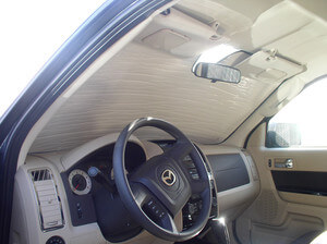 Heatshield Windshield Sun Shade for 2009 Mazda Tribute (interior view)