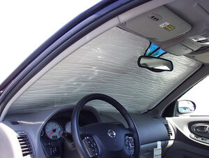 Heatshield Windshield Sun Shade for 2003 Nissan Maxima (interior view)