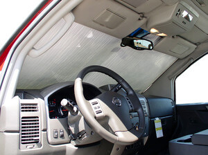 Heatshield Windshield Sun Shade for 2007 Nissan Titan (interior view)