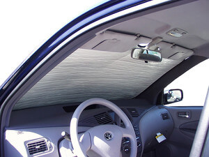 Heatshield Windshield Sun Shade for 2001 Toyota Prius (interior view)