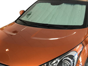 Heatshield Windshield Sun Shade for 2012, 2013, 2014, 2015, 2016, 2017 Hyundai Veloster (exterior view)