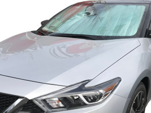 Heatshield Windshield Sun Shade for 2016, 2017, 2018 Nissan Maxima (exterior view)