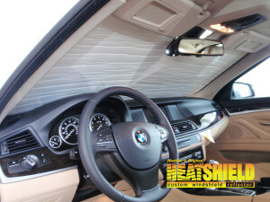 Heatshield Windshield Sun Shade for 2014 BMW 5-Series (F10) (interior view)