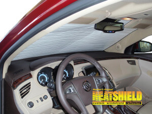 Heatshield Windshield Sun Shade for 2010 Buick LaCrosse (interior view)