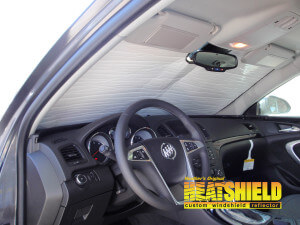 Heatshield Windshield Sun Shade for 2014 Buick Regal (interior view)