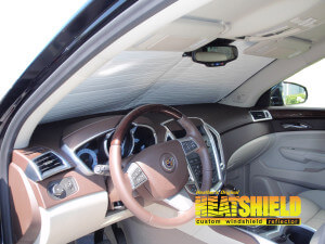 Heatshield Windshield Sun Shade for 2013 Cadillac SRX (interior view)