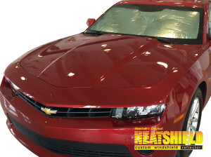 Heatshield Windshield Sun Shade for 2014, 2015 Chevrolet Camaro (exterior view)