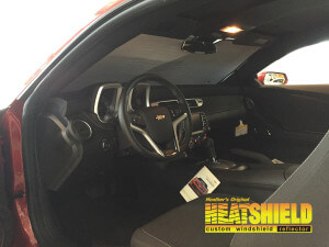 Heatshield Windshield Sun Shade for 2015 Chevrolet Camaro (interior view)