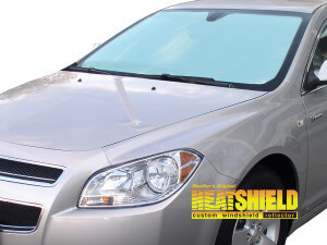 Heatshield Windshield Sun Shade for 2008, 2009, 2010, 2011, 2012 Chevrolet Malibu (exterior view)