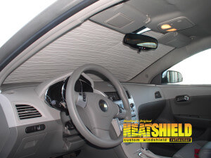 Heatshield Windshield Sun Shade for 2011 Chevrolet Malibu (interior view)