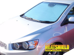 Heatshield Windshield Sun Shade for 2012-2020 Chevrolet Sonic (exterior view)