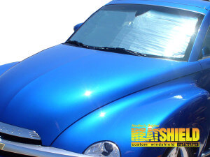 Heatshield Windshield Sun Shade for 2004, 2005, 2006 Chevrolet SSR (exterior view)