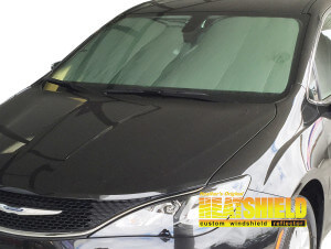 Heatshield Windshield Sun Shade for 2017-2025 Chrysler Pacifica (exterior view)