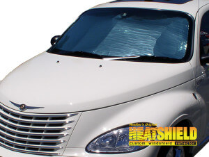 Heatshield Windshield Sun Shade for 2001-2010 Chrysler PT Cruiser (exterior view)