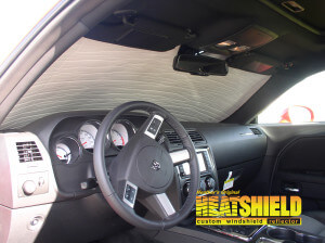 Heatshield Windshield Sun Shade for 2012 Dodge Challenger (interior view)