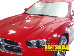 Heatshield Windshield Sun Shade for 2011, 2012, 2013, 2014 Dodge Charger (exterior view)