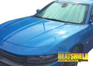 Heatshield Windshield Sun Shade for 2015-2023 Dodge Charger (exterior view)