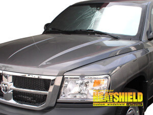 Heatshield Windshield Sun Shade for 2005-2011 Dodge Dakota (exterior view)