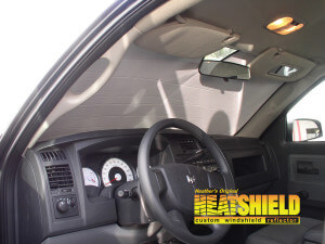 Heatshield Windshield Sun Shade for 2005 Dodge Dakota (interior view)