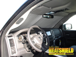 Heatshield Windshield Sun Shade for 2009 Dodge Ram (interior view)