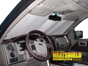 Heatshield Windshield Sun Shade for 2013 Ford F-150 (interior view)