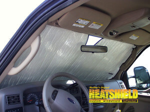 Heatshield Windshield Sun Shade for 2002 Ford F-250 (interior view)