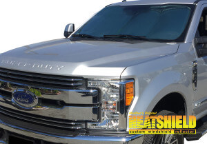 Heatshield Windshield Sun Shade for 2017, 2018, 2019 Ford F-250 (exterior view)