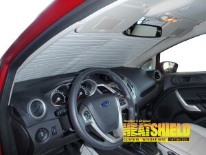 Heatshield Windshield Sun Shade for 2014 Ford Fiesta (interior view)