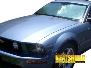 Heatshield Windshield Sun Shade for 2005, 2006, 2007, 2008, 2009 Ford Mustang (exterior view)