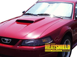 Heatshield Windshield Sun Shade for 1994-2004 Ford Mustang (exterior view)