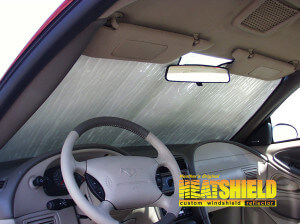 Heatshield Windshield Sun Shade for 2001 Ford Mustang (interior view)