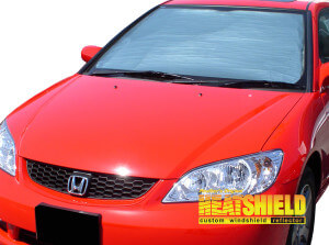 Heatshield Windshield Sun Shade for 2001, 2002, 2003, 2004, 2005 Honda Civic (exterior view)