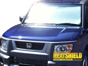 Heatshield Windshield Sun Shade for 2003, 2004, 2005, 2006, 2007, 2008 Honda Element (exterior view)