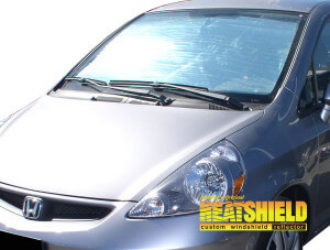 Heatshield Windshield Sun Shade for 2007, 2008 Honda Fit (exterior view)