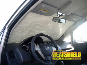 Heatshield Windshield Sun Shade for 2007 Honda Fit (interior view)