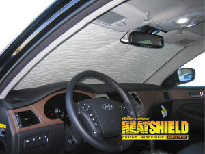 Heatshield Windshield Sun Shade for 2012 Hyundai Genesis (interior view)