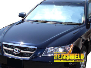 Heatshield Windshield Sun Shade for 2006, 2007, 2008, 2009, 2010 Hyundai Sonata (exterior view)