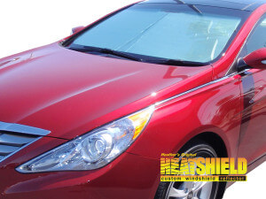 Heatshield Windshield Sun Shade for 2011, 2012, 2013, 2014 Hyundai Sonata (exterior view)