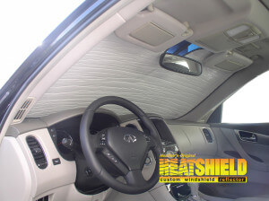 Heatshield Windshield Sun Shade for 2017 Infiniti QX50 (interior view)