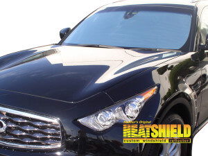 Heatshield Windshield Sun Shade for 2009, 2010, 2011, 2012 Infiniti FX35 (exterior view)