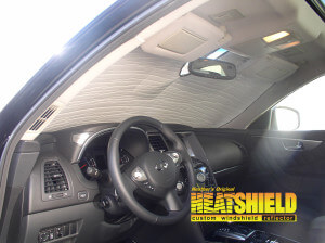 Heatshield Windshield Sun Shade for 2009 Infiniti FX35 (interior view)