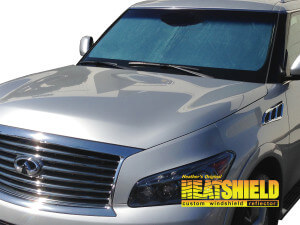 Heatshield Windshield Sun Shade for 2011, 2012, 2013 Infiniti QX56 (exterior view)