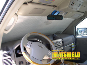 Heatshield Windshield Sun Shade for 2010 Infiniti QX56 (interior view)