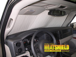 Heatshield Windshield Sun Shade for 2006 Jeep Commander (interior view)