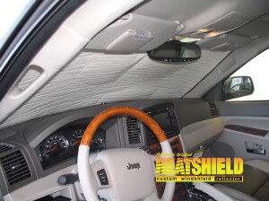 Heatshield Windshield Sun Shade for 2005 Jeep Grand Cherokee (interior view)