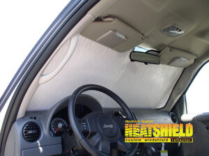 Heatshield Windshield Sun Shade for 2006 Jeep Liberty (interior view)