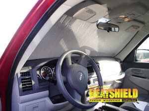 Heatshield Windshield Sun Shade for 2011 Jeep Liberty (interior view)