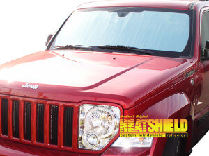 Heatshield Windshield Sun Shade for 2008, 2009, 2010, 2011, 2012, 2013 Jeep Liberty (exterior view)