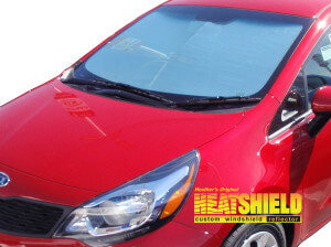 Heatshield Windshield Sun Shade for 2012, 2013, 2014, 2015, 2016, 2017 Kia Rio (exterior view)